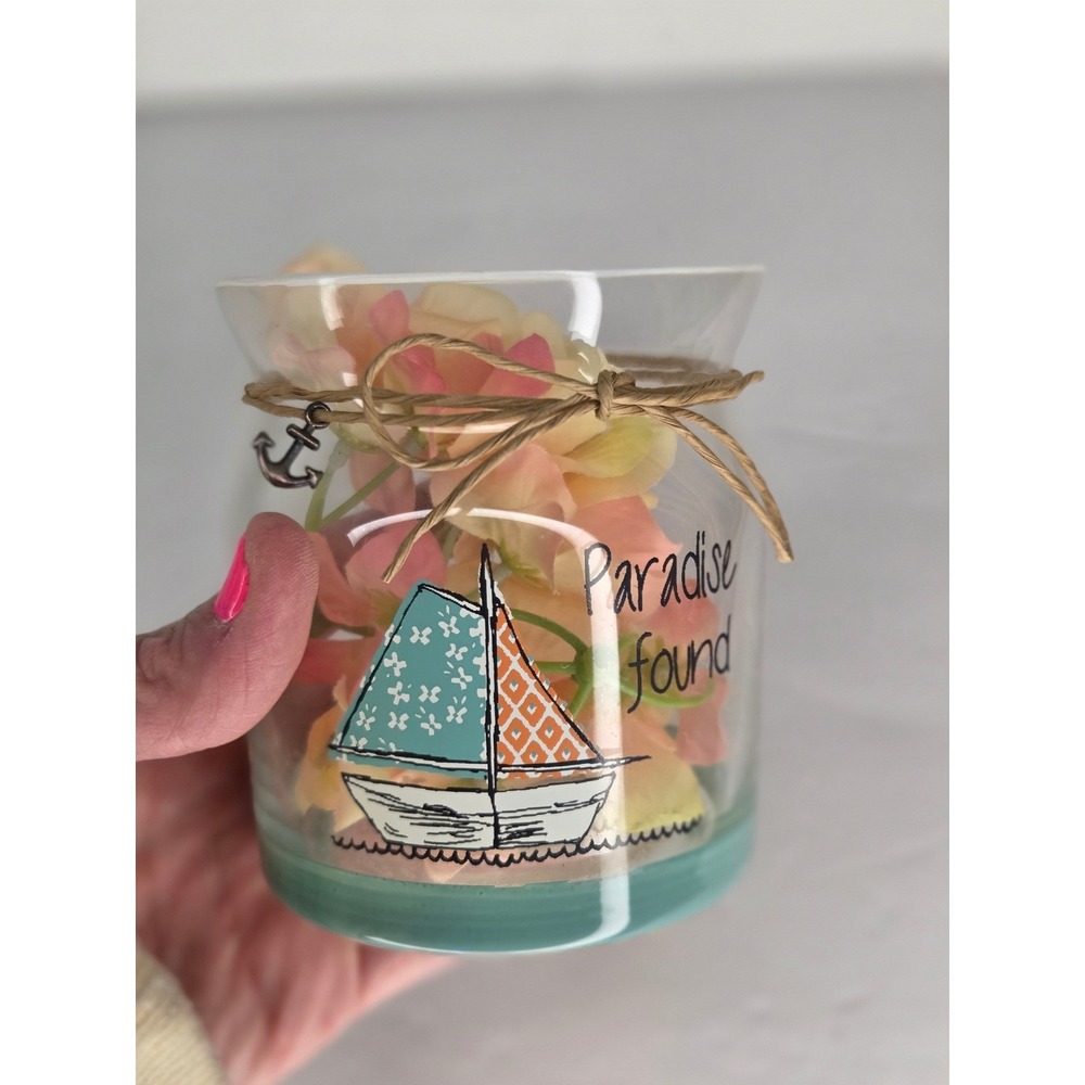 Pavilion Gift Company Seaside Bloom Paradise Found Glass Tea Light Holder